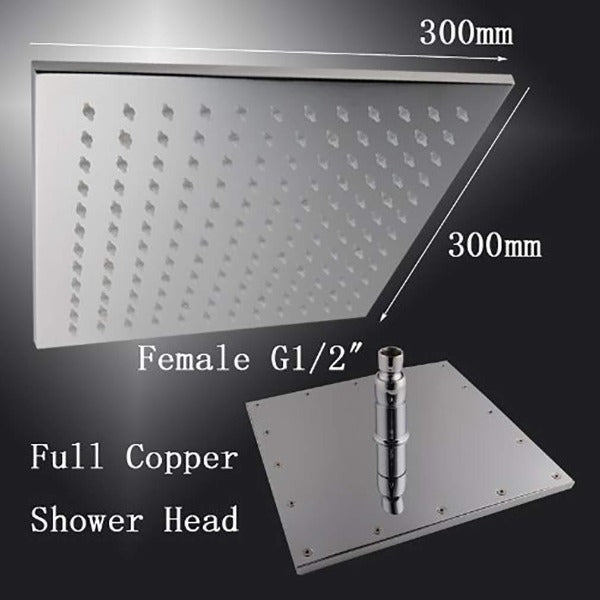 Cascada Showers 12" Square Rainfall LED Shower Head - Detail View 2