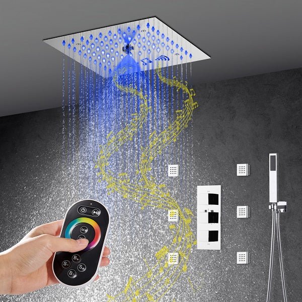 Cascada Showers 12” Music LED shower system with built-in Bluetooth Speaker - Alternate View