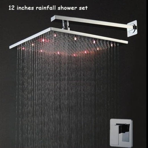 Cascada Showers 12” Rainfall Shower Set Head, Wall Mount Shower Arm - Brass Shower Head - Main Product Image