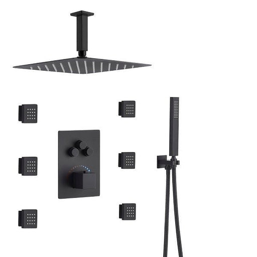 Cascada Annecy 12" Square Rainfall Shower System – Matt Black