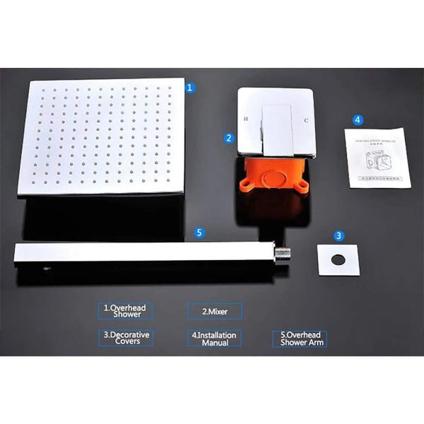 Cascada Showers 12" Square LED Wall Mounted Shower Set - Product Image 10