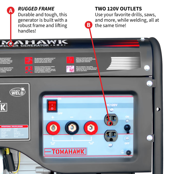 Tomahawk Power 120 Amp Engine Driven Welder Generator 2200 Watt 7 HP Gas Powered - Product Image 7