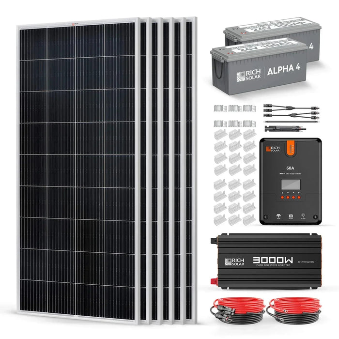 Green Vista Living Rich Solar 6 Panel Complete Solar Kit - 1200 Watt 24V