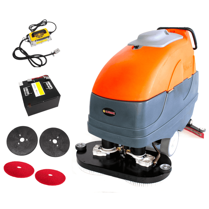 SUNMAX RT120+ 34" Self-Propelled Floor Scrubber Machine, Lithium Battery, 33-gal Tank, 75,000 sqft/h