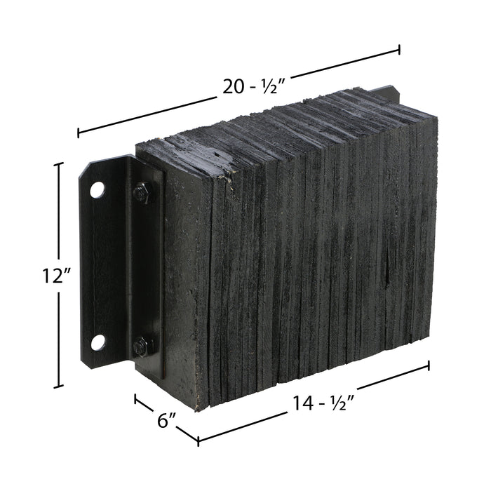 Vestil 1218-6 laminated rubber dock bumper dimensions diagram
