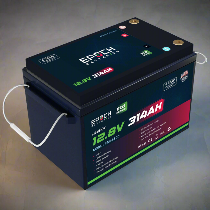 Epoch 12V 314Ah Eco Series LiFePO4 battery — side profile