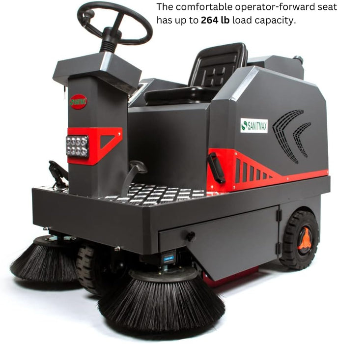 SANITMAX 49" Ride-on Industrial Floor Sweeper SM1250+,  69000 Sqft/h, 3.5 hr Fast Charging Lithium Battery - Product Image 6