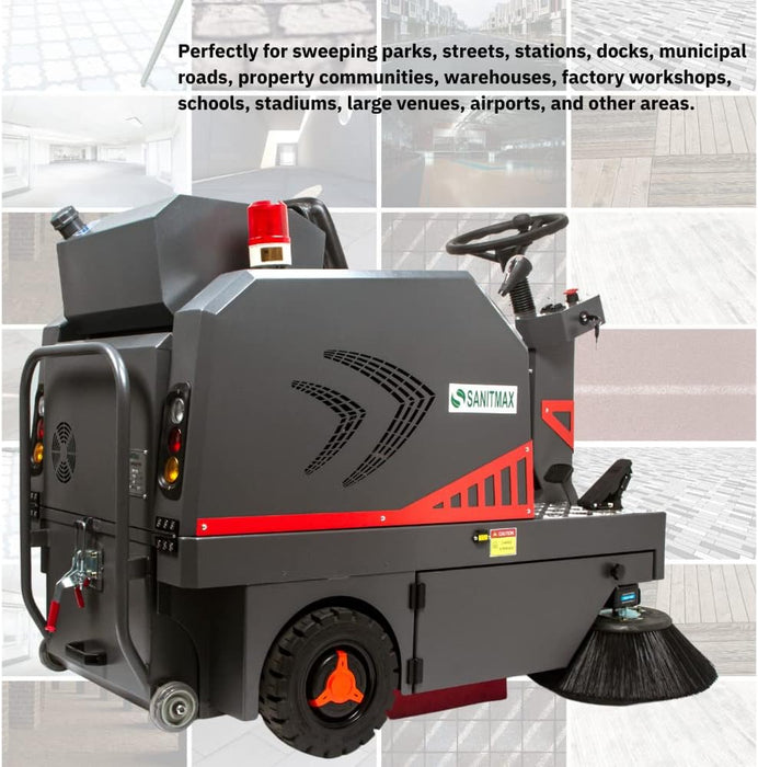 SANITMAX 49" Ride-on Industrial Floor Sweeper SM1250+,  69000 Sqft/h, 3.5 hr Fast Charging Lithium Battery - Product Image 7