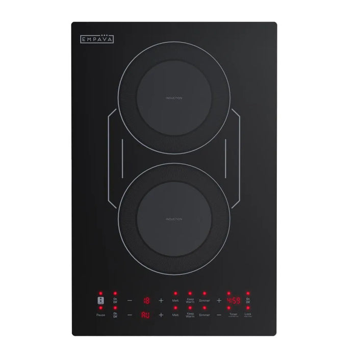 Empava EMPV-12EC07 12 inch 2 burner induction cooktop in black with bridge element