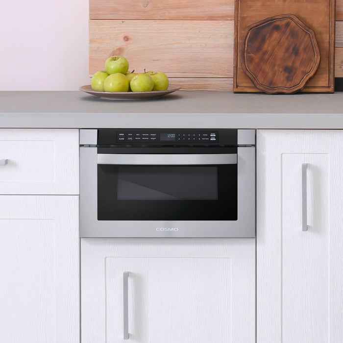 Cosmo 4-Piece Appliance Package - 30-Inch Gas Range, Dishwasher, Refrigerator and Microwave Drawer in Stainless Steel (COS-4PKG-270) Cosmo