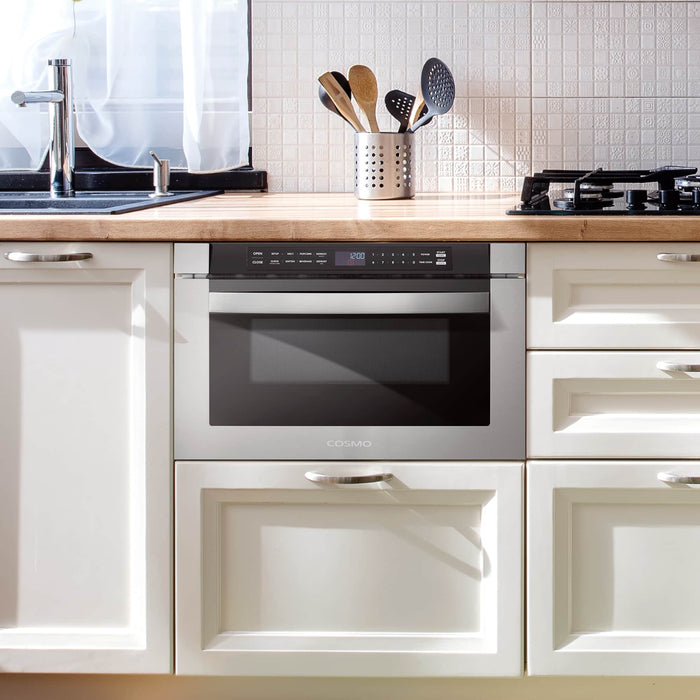 Cosmo 4-Piece Appliance Package - 30-Inch Gas Range, Dishwasher, Refrigerator and Microwave Drawer in Stainless Steel (COS-4PKG-282) Cosmo