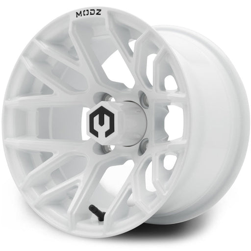 MODZ Matrix 12x7 Glossy White Wheel & X Comp Golf H/T Tire golf cart wheel and tire – view 2