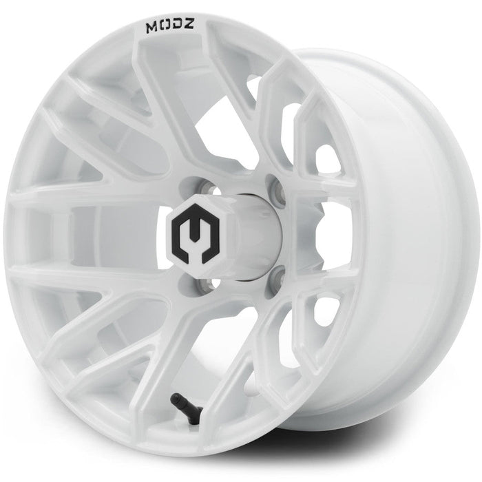 MODZ Matrix 12x7 Glossy White Golf Cart Wheel
