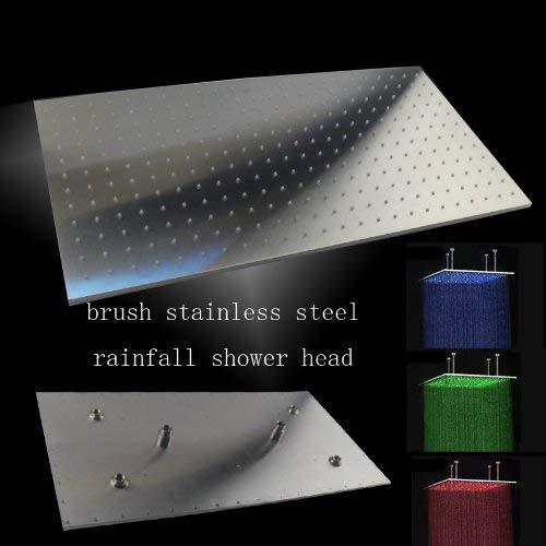 Cascada Rectangular Ceiling Mount Rainfall LED Shower Head (Include Shower Arm)