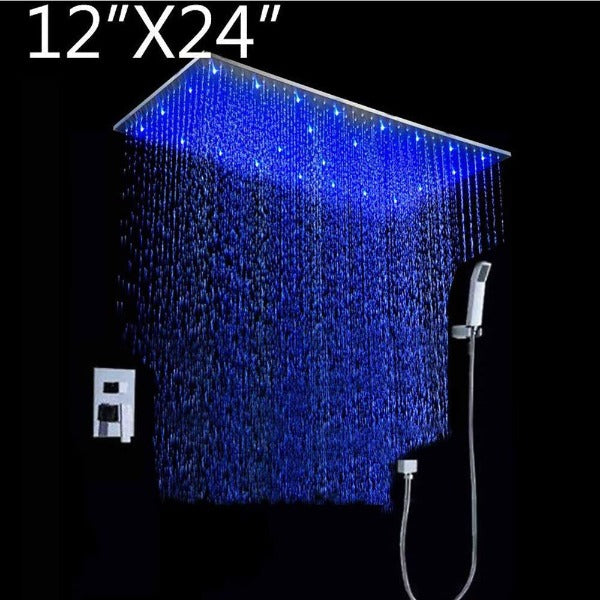 Cascada Showers 12"x24" Rainfall LED Shower Set Double-Function Valve - Main Product Image