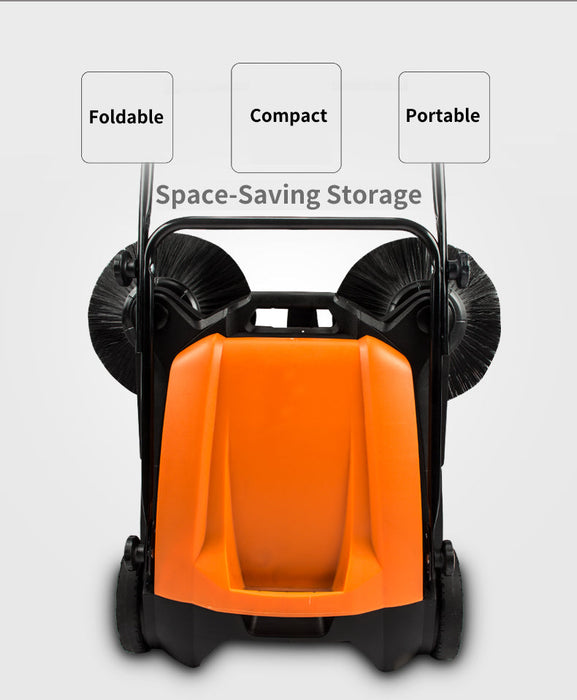 SANITMAX SM650 27.5" Manual Push Powered Floor Sweeper, Triple Brushes, Indoor and Outdoor - Dimensions