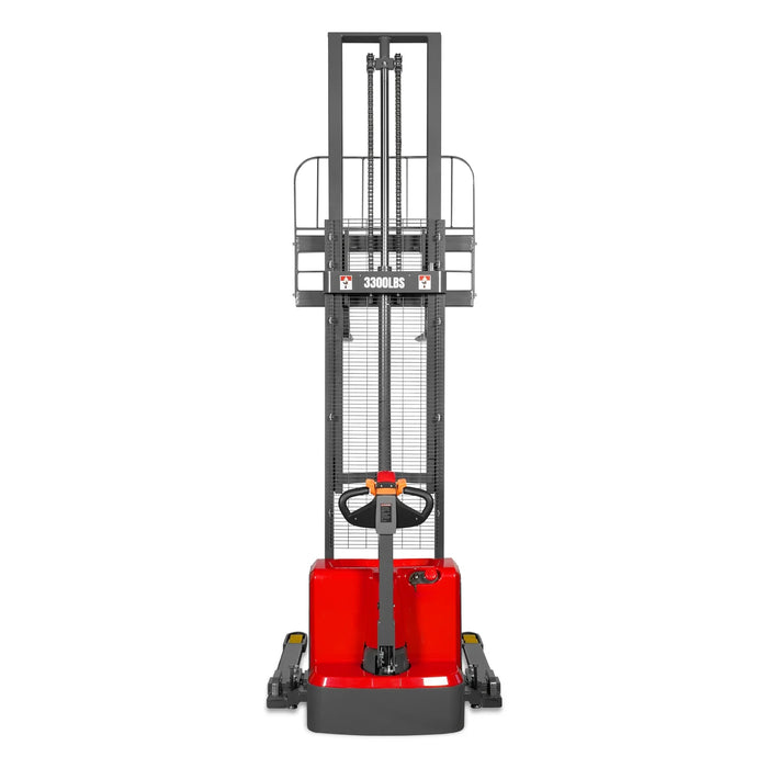 3300lbs Electric Straddle Stacker,  138" Lift,  Adjustable Legs & Forks,  F33-138SLA