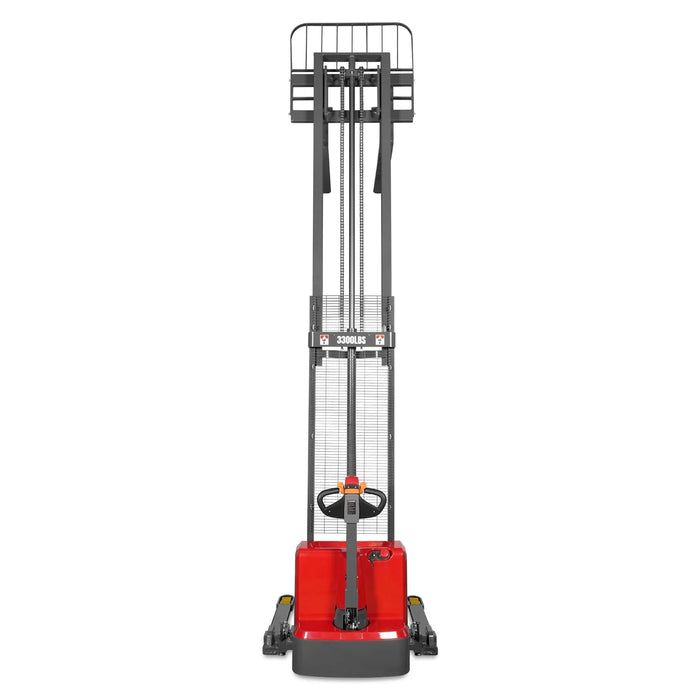 3300lbs Electric Straddle Stacker,  138" Lift,  Adjustable Legs & Forks,  F33-138SLA