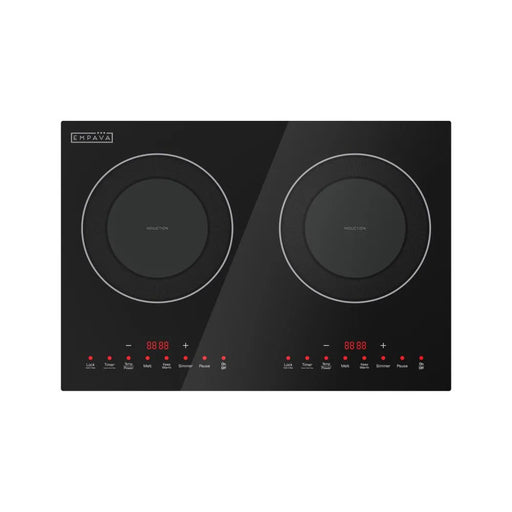 Empava EMPV-13EC09 20 inch 2 burner induction cooktop in black, top view with touch controls