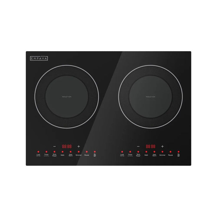 Empava EMPV-13EC09 20 inch 2 burner induction cooktop in black, top view with touch controls