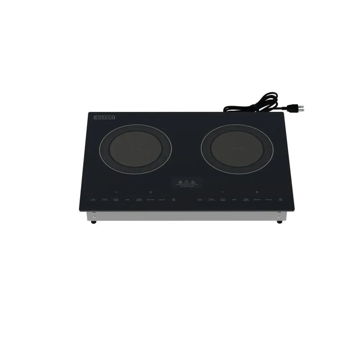 Empava EMPV-13EC09 induction cooktop, angled front view with 120V power cord and plug