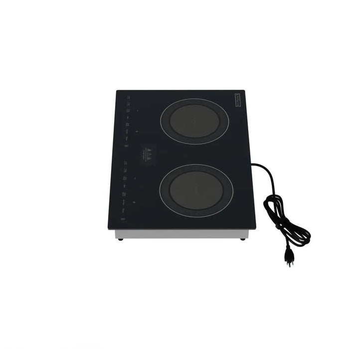 Empava EMPV-13EC09 20 inch induction cooktop, angled view from the left showing both cooking zones