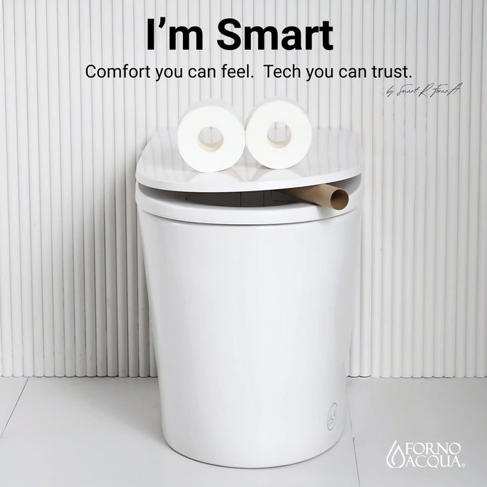 Forno Acqua Luxurious Smart Toilet, Includes Auto Flush, Powerful Flush, Sleek Tankless design Ideal for Powder Rooms (CSTS00)