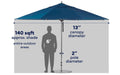 Ledge Lounger Premier Umbrella-13' Oct-Pulley — view 6