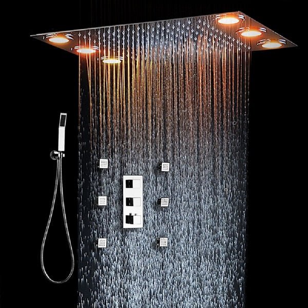 Cascada Showers 14"x20" Recessed Multicolor LED Shower System with Color Changing Remote Controller - Detail View 3