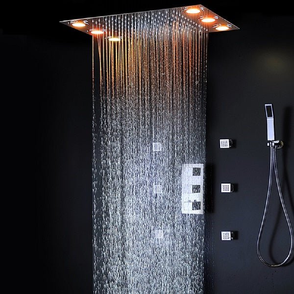 Cascada Showers 14"x20" Recessed Multicolor LED Shower System with Color Changing Remote Controller - Product Image 12