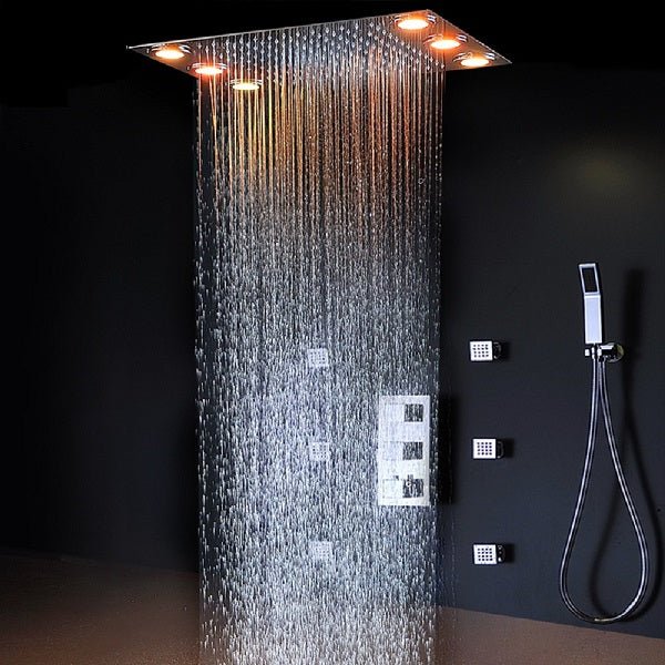 Cascada Showers 14"x20" Recessed Multicolor LED Shower System with Color Changing Remote Controller - Alternate View