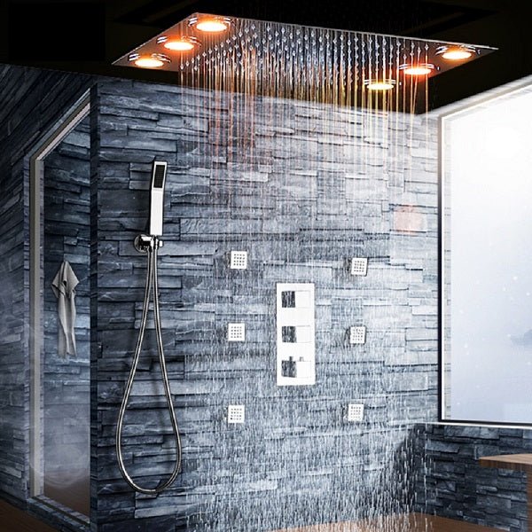 Cascada Showers 14"x20" Recessed Multicolor LED Shower System with Color Changing Remote Controller - Product Image 5