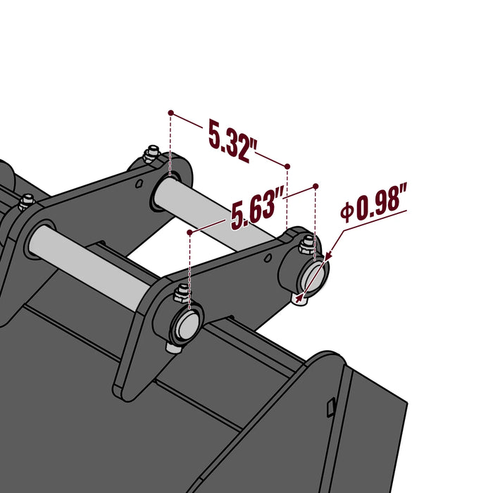 15" Backhoe Bucket without Pins, 4-Carbon Steel Teeth (for SKU: 150162, 150163, 150164, 201162, 201163, 201164)