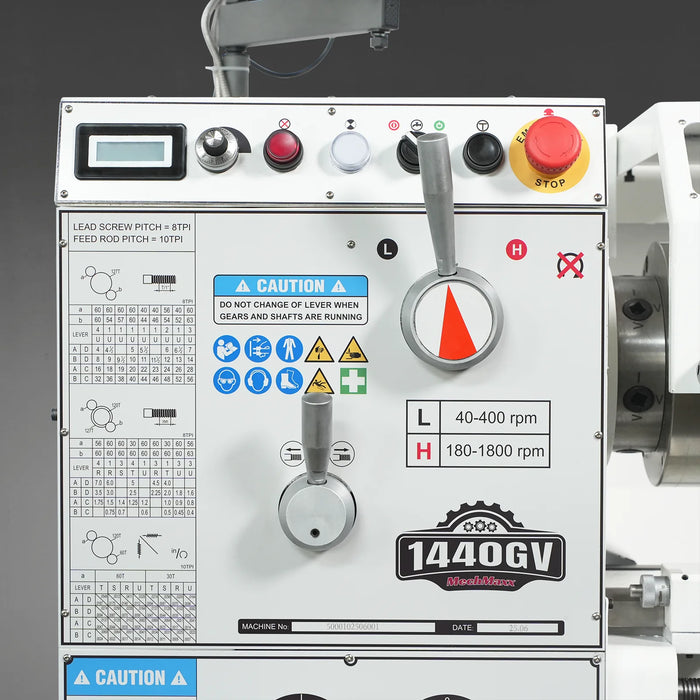 14" x 40" Industrial Metal Lathe Machine with Variable Speed DRO Gunsmith Gearhead Precision Turning Drilling Belt Drive 1440GV