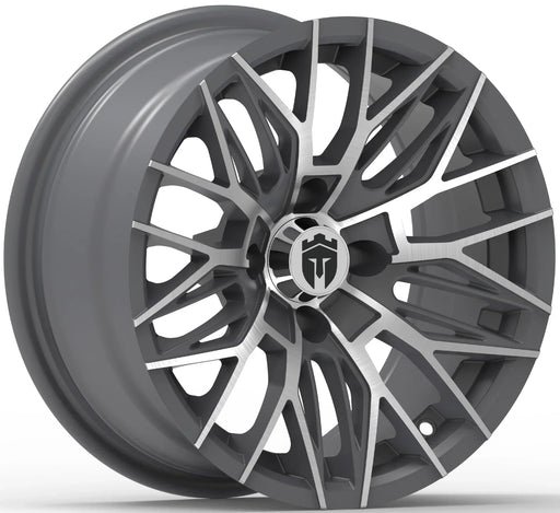 Empire Diablo DGRY 14x7 Gloss Gray & Machined Face Golf Cart Wheel
