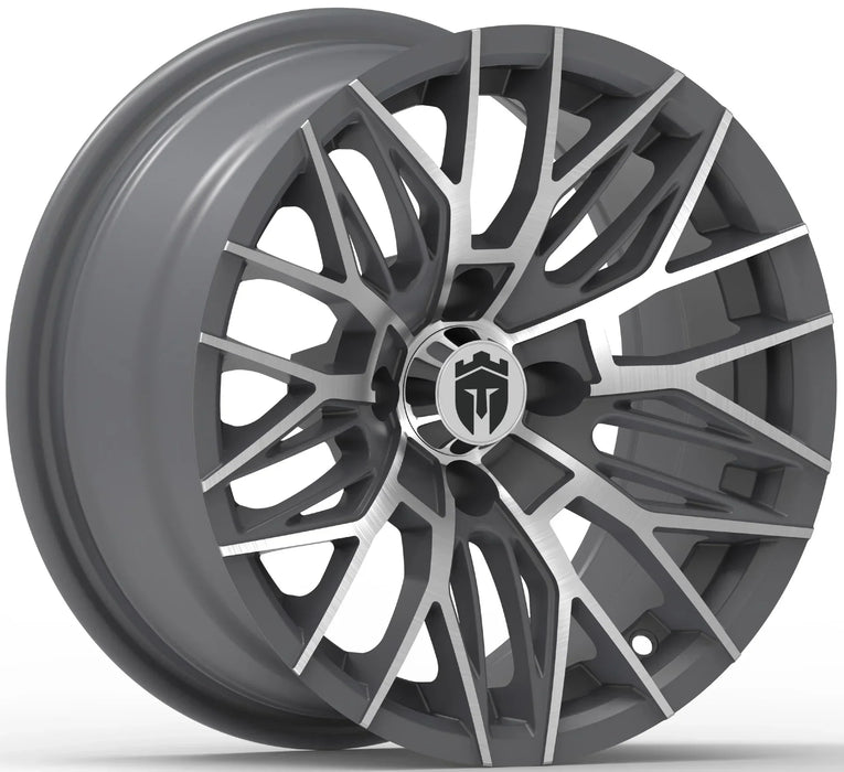 Empire Diablo DGRY 14x7 Gloss Gray & Machined Face Golf Cart Wheel