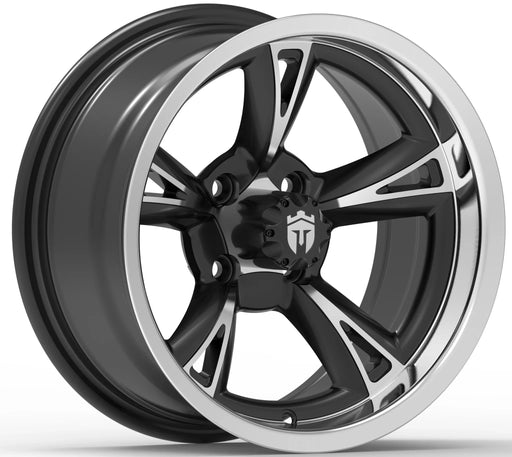 Empire Rodder RD1 14x7 Black Polished Wheel with X Comp Golf A/T Tire golf cart wheel and tire – view 2