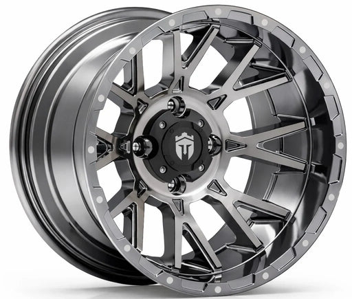 Empire Savage SV5 14x7 Black Chrome Wheel with X Comp Golf H/T Tire golf cart wheel and tire – view 2
