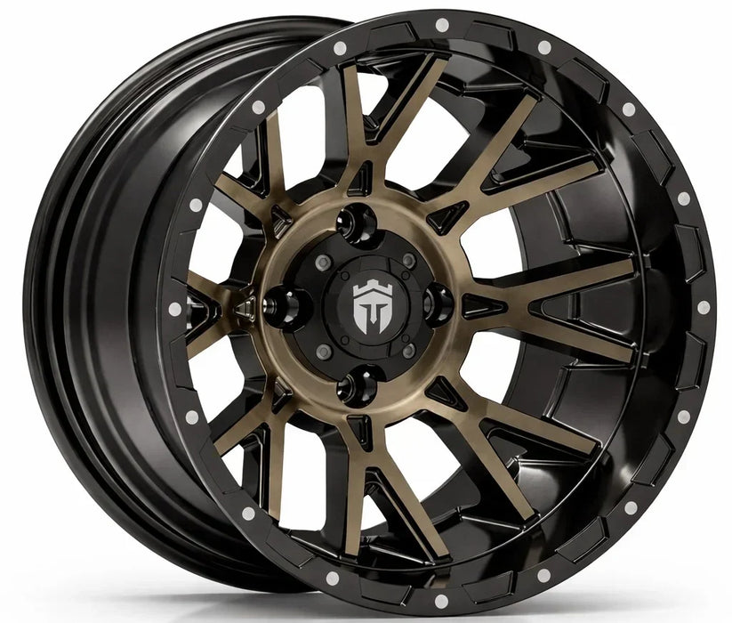 Empire Savage SV6 14x8 Gloss Black & Machined Faced Tinted Golf Cart Wheel