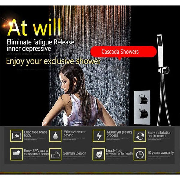 Cascada Showers 14"x20" Recessed LED Shower Set with Remote - Product Image 6