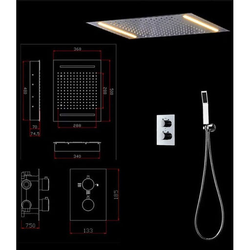 Cascada Showers 14"x20" Recessed Rainfall Shower Set - Alternate View