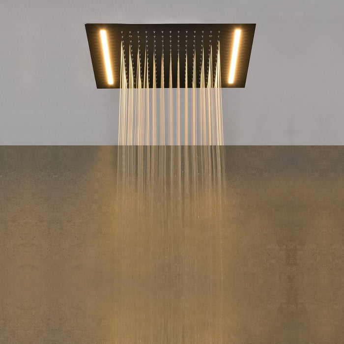 Cascada Luxurious 14"x20" Ceiling Mounted Rectangle LED Rainfall Shower Head - Lifestyle View