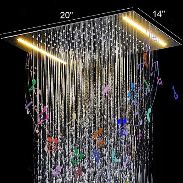 Cascada Luxurious 14"x20" Ceiling Mounted Rectangle LED Rainfall Shower Head