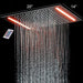 Cascada Luxurious 14"x20" Ceiling Mounted Rectangle LED Rainfall Shower Head - Detail View
