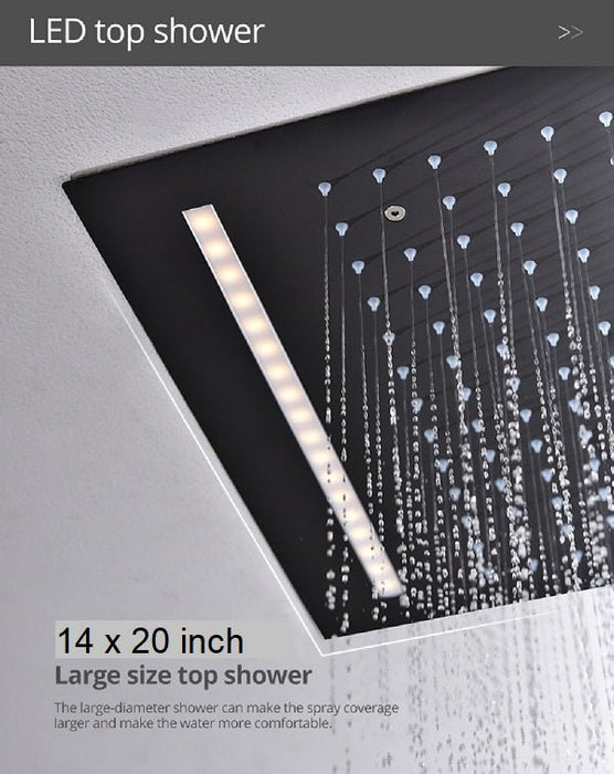 Cascada Showers 14"x20" LED Shower System with 2-Way thermostatic valve - Product Image 6