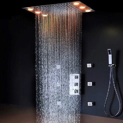 Cascada Showers 14"x20" Recessed Multicolor LED Shower System with Color Changing Remote Controller - Main Product Image