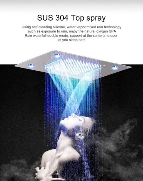 Cascada Showers 14"x20" recessed rainfall /waterfall LED shower head - Product Image 13