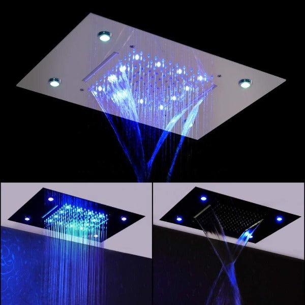 Cascada Showers 14"x20" recessed rainfall /waterfall LED shower head - Detail View 2