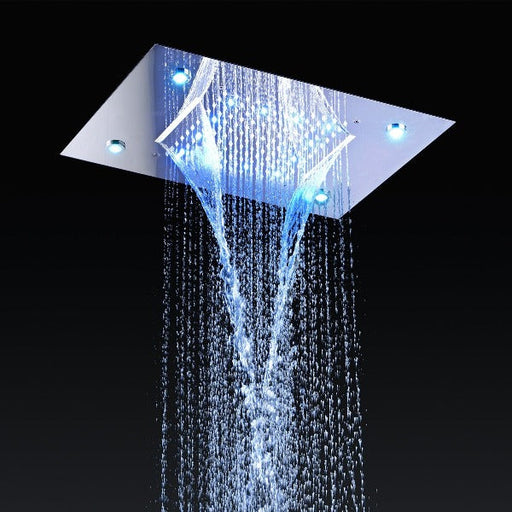 Cascada Showers 14"x20" recessed rainfall /waterfall LED shower head - Main Product Image