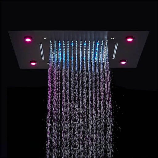 Cascada Showers 14"x20" recessed rainfall /waterfall LED shower head - Alternate View